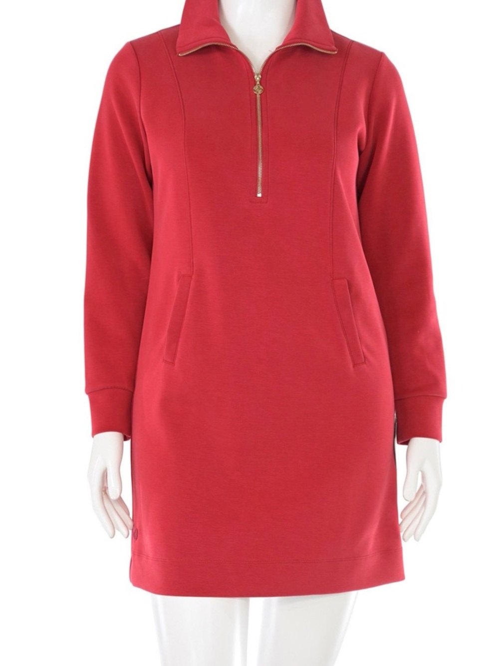 Lilly Pulitzer Red Long-Sleeve Half-Zip Sweatshirt Dress SfPf